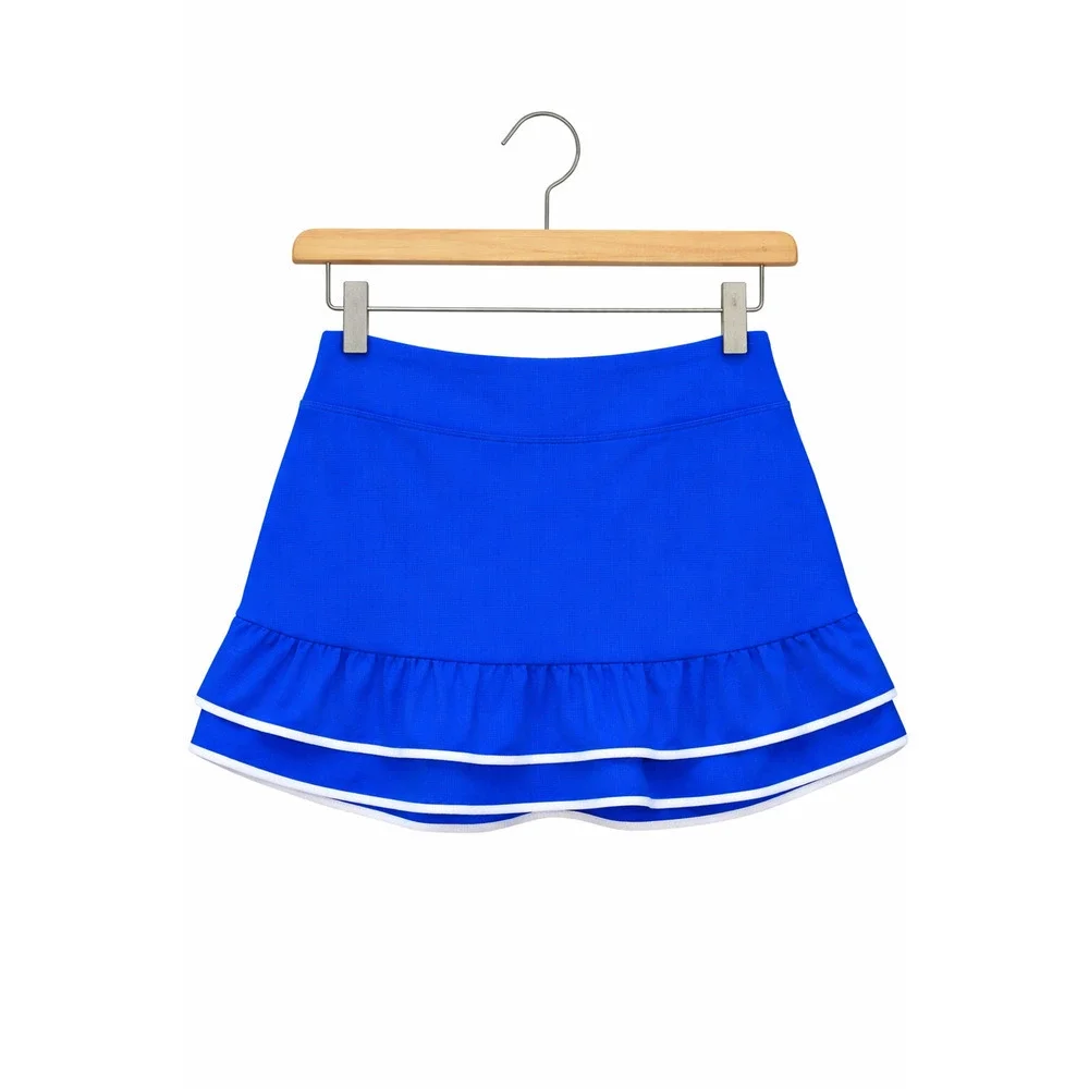 New X By Gottex Blue Tennis Skort Size Medium Ruffles Pickleball Golf Athleisure